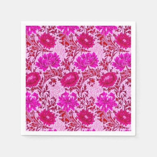 William Morris Chrysanthemums Burgundy und Pink Serviette (Vorderseite)