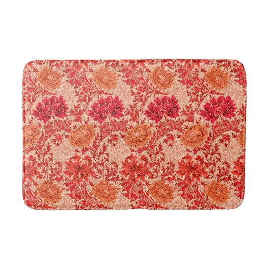 William Morris Chrysanthemums, Coral Orange Badematte (Vorderseite)