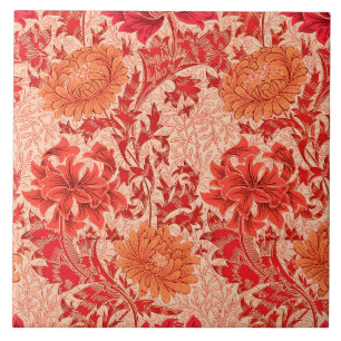 William Morris Chrysanthemums, Coral Orange Fliese