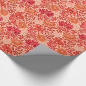 William Morris Chrysanthemums, Coral Orange Geschenkpapier (Ecke)