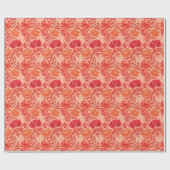 William Morris Chrysanthemums, Coral Orange Geschenkpapier (Flach)