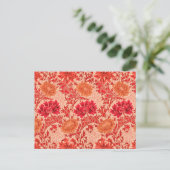 William Morris Chrysanthemums, Coral Orange Postkarte (Stehend Vorderseite)