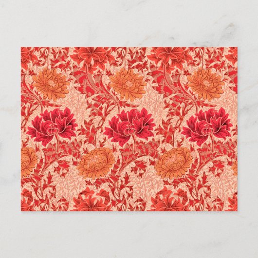 William Morris Chrysanthemums, Coral Orange Postkarte (Vorderseite)