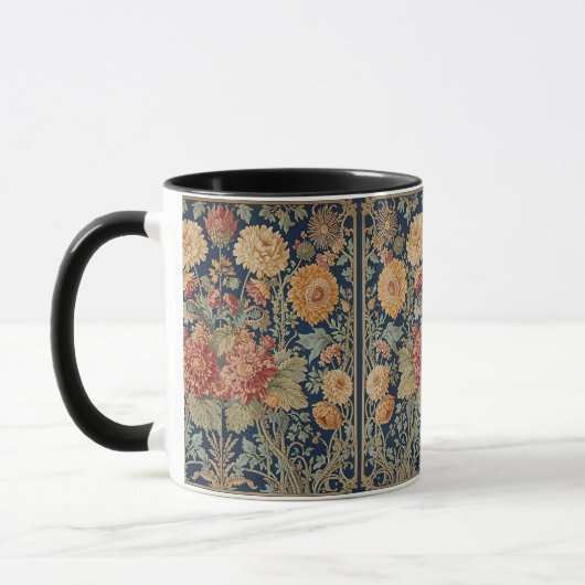 William Morris Chrysanthemums Floral Art Nouveau Tasse (Links)