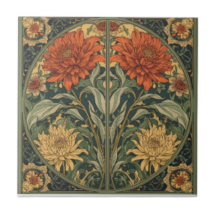 William Morris Chrysanthemums Florale Art Nouveau Fliese