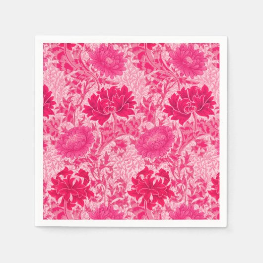 William Morris Chrysanthemums, Fuchsia Pink Serviette (Vorderseite)