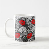 William Morris Chrysanthemums, grau und rot Kaffeetasse (Links)