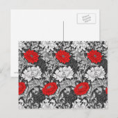 William Morris Chrysanthemums, grau und rot Postkarte (Vorne/Hinten)