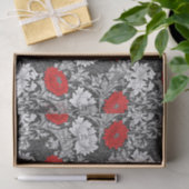 William Morris Chrysanthemums, Grau und Rot Seidenpapier (Geschenk)