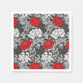 William Morris Chrysanthemums, grau und rot Serviette (Vorderseite)
