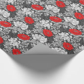William Morris Chrysanthemums, Gray and Red Geschenkpapier (Ecke)