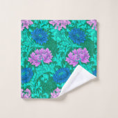 William Morris Chrysanthemums, Lime Green & Aqua Badhandtuch Set (Waschlappen)