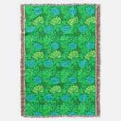 William Morris Chrysanthemums, Lime Green & Aqua Decke (Vorderseite Vertikal)