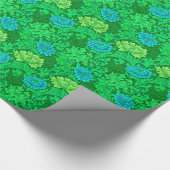 William Morris Chrysanthemums, Lime Green & Aqua Geschenkpapier (Ecke)