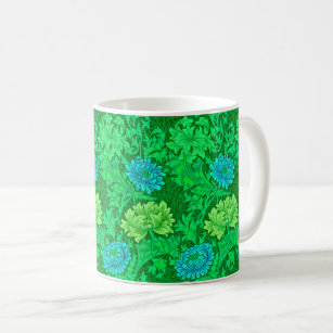 William Morris Chrysanthemums, Lime Green & Aqua Kaffeetasse