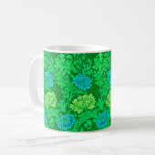 William Morris Chrysanthemums, Lime Green & Aqua Kaffeetasse (Vorderseite Links)