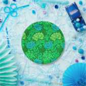 William Morris Chrysanthemums, Lime Green & Aqua Pappteller (Party)