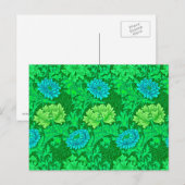 William Morris Chrysanthemums, Lime Green & Aqua Postkarte (Vorne/Hinten)
