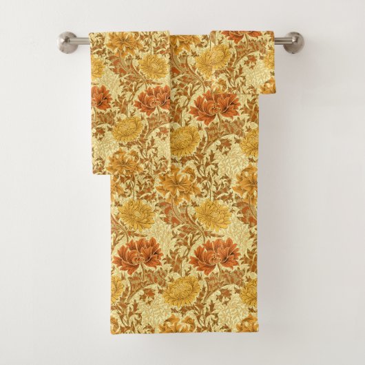 William Morris Chrysanthemums, Mustard Gold Badhandtuch Set (Insitu)