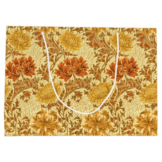 William Morris Chrysanthemums, Mustard Gold Große Geschenktüte (Rückseite)