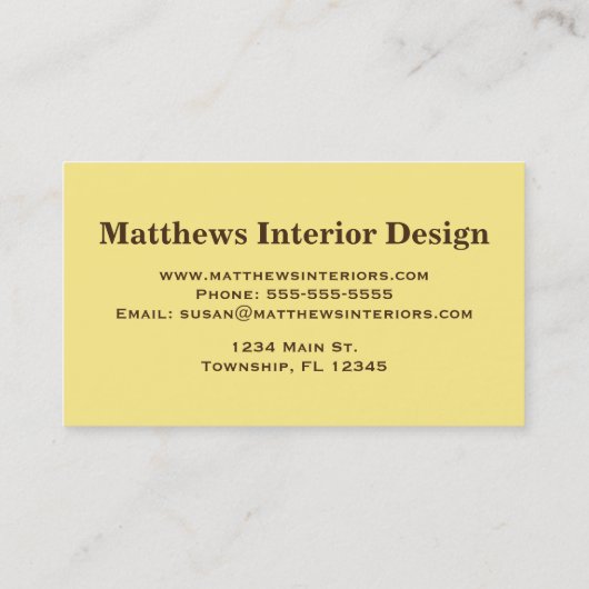 William Morris Chrysanthemums, Mustard Gold Visitenkarte (Rückseite)