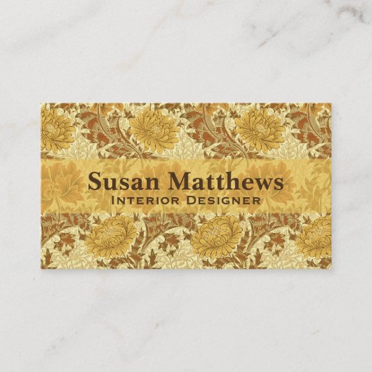 William Morris Chrysanthemums, Mustard Gold Visitenkarte (Vorderseite)