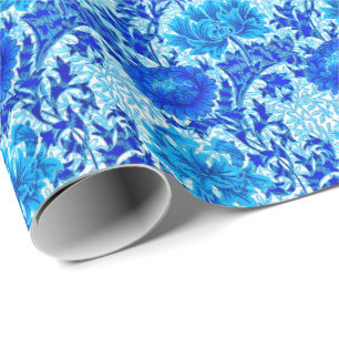 William Morris Chrysanthemums Shades of Denim Blue Geschenkpapier