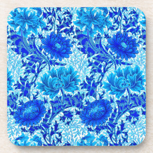 William Morris Chrysanthemums Shades of Denim Blue Getränkeuntersetzer