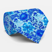 William Morris Chrysanthemums Shades of Denim Blue Krawatte (Gerollt)