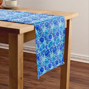 William Morris Chrysanthemums Shades of Denim Blue Kurzer Tischläufer