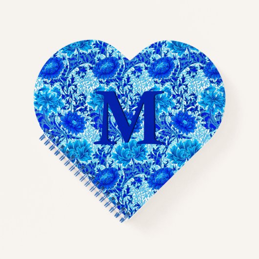 William Morris Chrysanthemums Shades of Denim Blue Notizblock (Vorderseite)