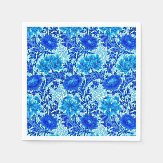 William Morris Chrysanthemums Shades of Denim Blue Serviette (Vorderseite)