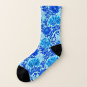 William Morris Chrysanthemums Shades of Denim Blue Socken (Links - Außen)