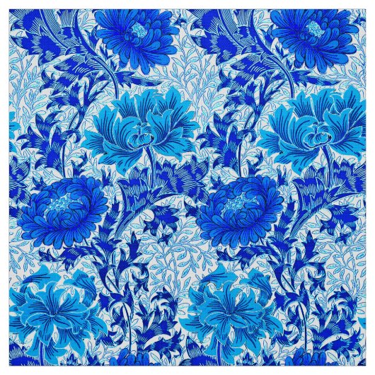 William Morris Chrysanthemums Shades of Denim Blue Stoff (Muster)