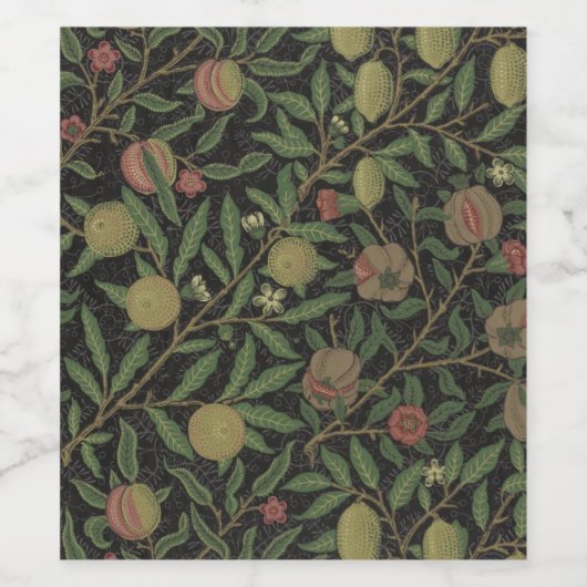 William Morris Citrus und Pomegranate Print Label Weinetikett (Einzelnes Label)