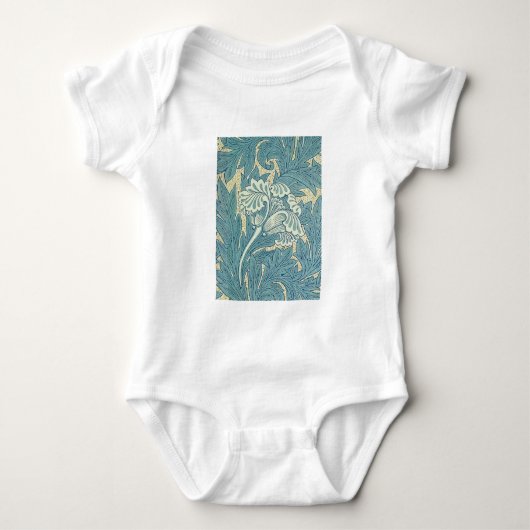 William Morris Classic Tulip Blue Floral Baby Strampler (Vorderseite)