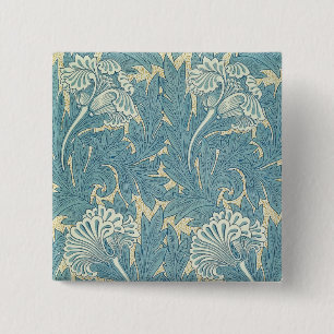 William Morris Classic Tulip Blue Floral Button