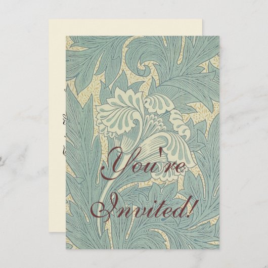 William Morris Classic Tulip Blue Floral Einladung (Vorne/Hinten)