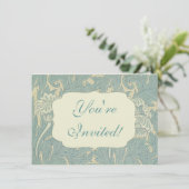 William Morris Classic Tulip Blue Floral Einladung (Stehend Vorderseite)