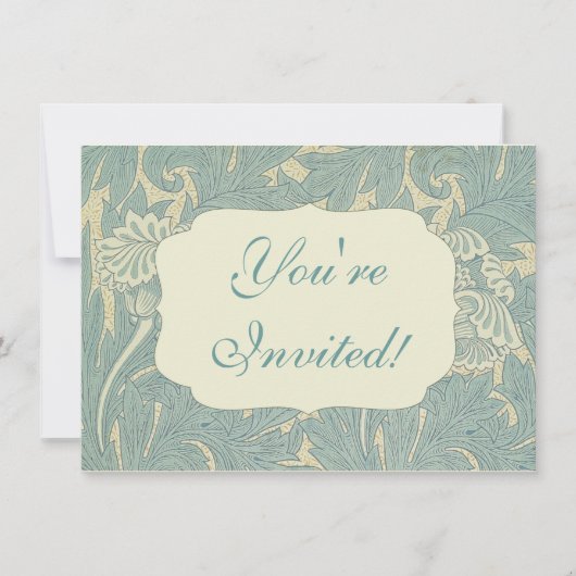 William Morris Classic Tulip Blue Floral Einladung (Vorderseite)