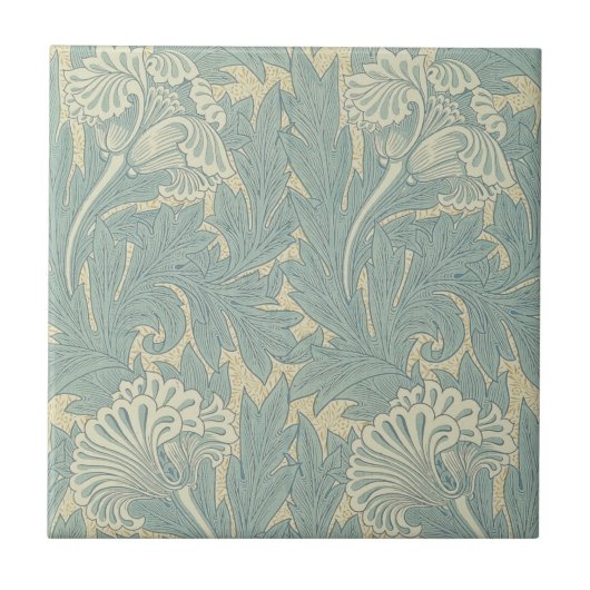 William Morris Classic Tulip Blue Floral Fliese (Vorderseite)