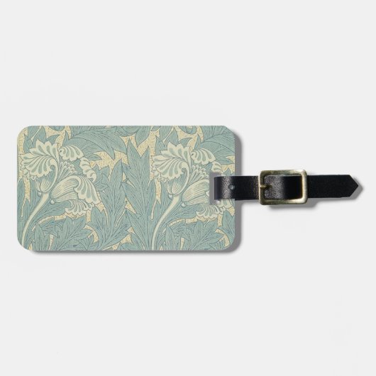 William Morris Classic Tulip Blue Floral Gepäckanhänger (Vorderseite horizontal)
