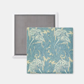 William Morris Classic Tulip Blue Floral Magnet (Vorderseite/Rückseite)