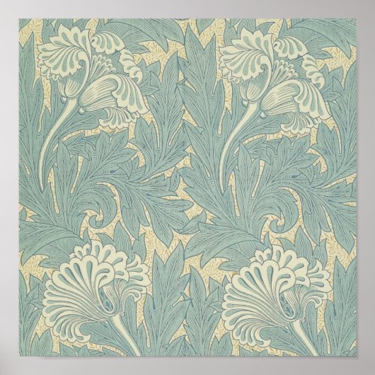 William Morris Classic Tulip Blue Floral Poster (Vorne)
