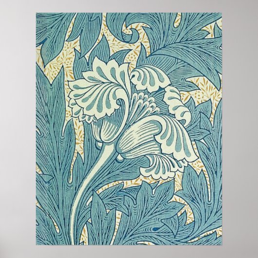 William Morris Classic Tulip Blue Floral Poster (Vorne)