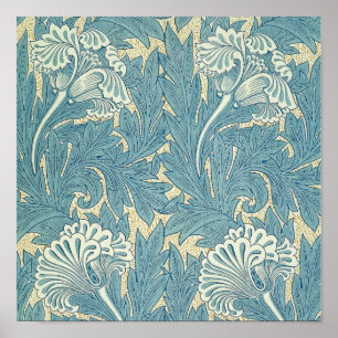 William Morris Classic Tulip Blue Floral Poster