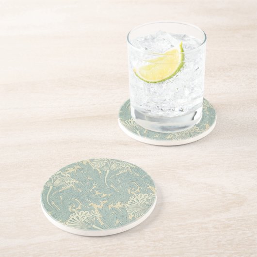 William Morris Classic Tulip Blue Floral Sandstein Untersetzer (Seite)