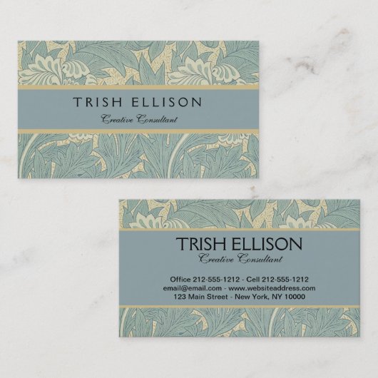 William Morris Classic Tulip Blue Floral Visitenkarte (Vorne/Hinten)