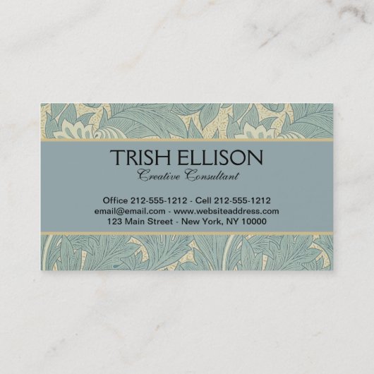 William Morris Classic Tulip Blue Floral Visitenkarte (Rückseite)