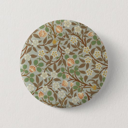 William Morris Clover Botanische Blume Button (Vorderseite)